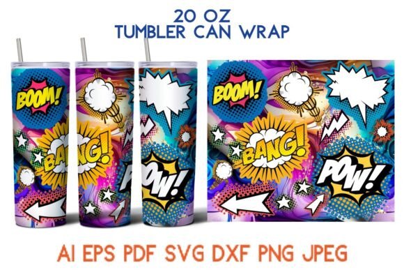 20 Oz Comics Tumbler Can Wrap 3D SVG – Graphics for Tumbler Wraps That Sell