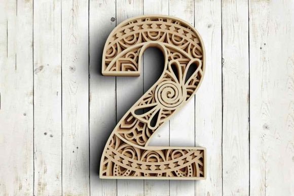3D Layered Floral Number Two SVG DXF for Crafts & Creative Graphics