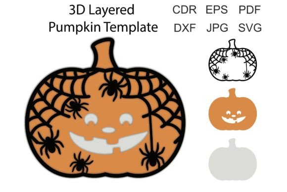 3D Layered Halloween Pumpkin SVG for Crafts & Graphics