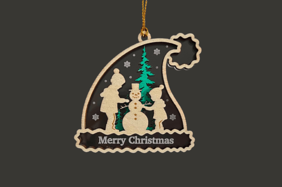 3d Layered Santa Hat Scene Bauble Svg
