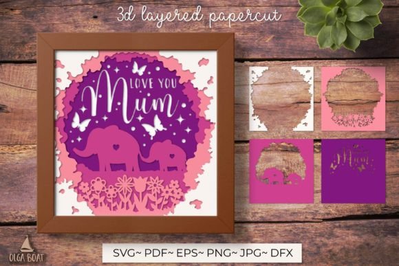 3D SVG Love You Mum Card for Mother’s Day Crafting