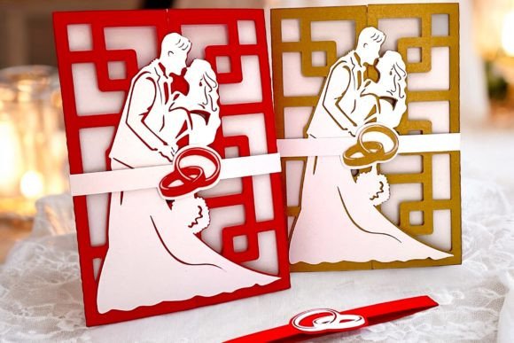 3D SVG Wedding Invitation Card Grid Design for Invites