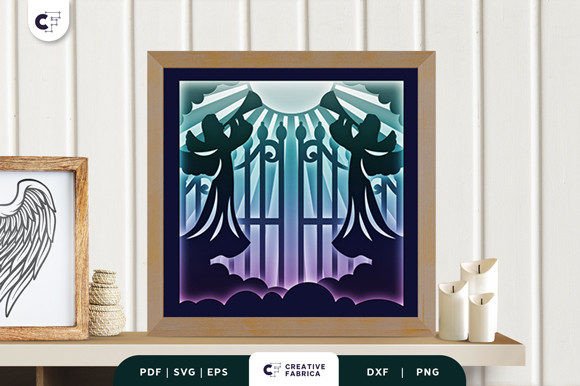 Angel with Trumpet and Gate Shadow Box: A 3D SVG for Emotional Editorial Visuals