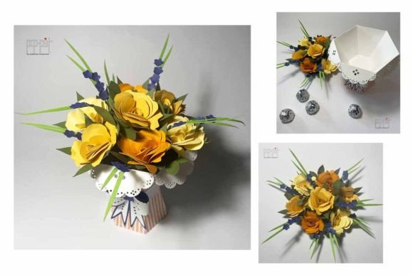 Bouquet Box 3D SVG: Paper Flowers for Local Branding