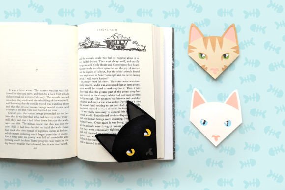 Cat Face Papercut Corner Bookmark: 3D SVG Shapes