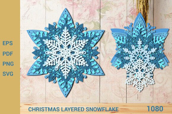 Christmas 3D Layered Snowflake SVG 1080 – A Craft-Forward Graphic for Festive Branding