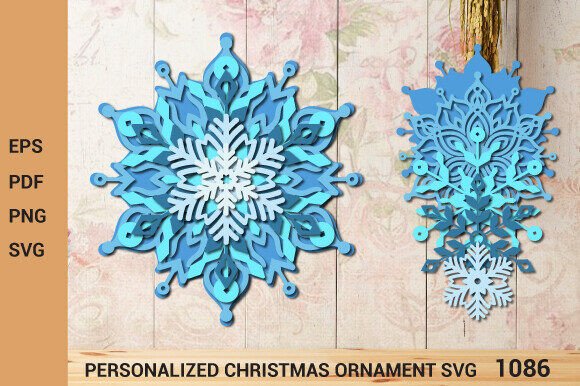 Christmas 3D Layered Snowflake SVG 1086: A Craft-Forward Graphic for Festive Design Projects