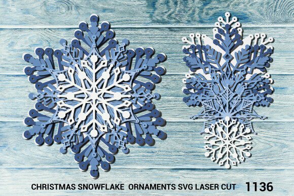 Christmas 3D Layered Snowflake SVG 1136: A Festive Graphic for Crafts & Brand Packaging