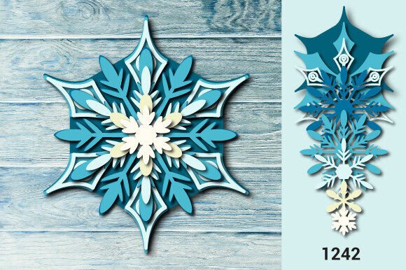 Christmas 3D Layered Snowflake SVG 1242 – A Crafts & Graphics Must-Have for Seasonal Branding