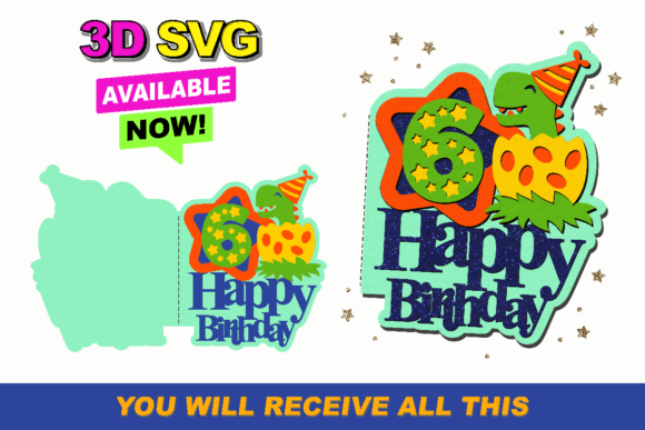 Dinosaur Card 3D SVG