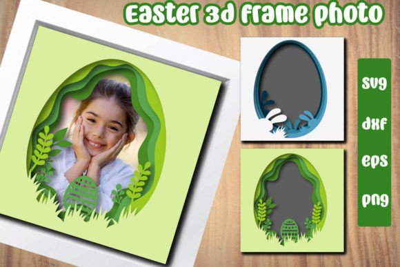 Easter 3D Layered Photo Frame SVG & DXF for Crafts & Graphics