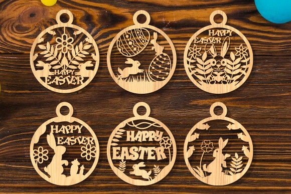 Easter Round Sign Laser Cut SVG Bundle: 3D SVG Graphics for Branding