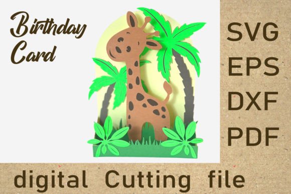 Giraffe Pop Up Box Card Template Jungle 3D SVG For Kids