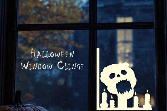 Halloween Window Clings Decor: Festive 3D SVG Graphics for Seasonal Branding