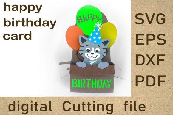 Happy Birthday Cat 3D SVG for Birthdays