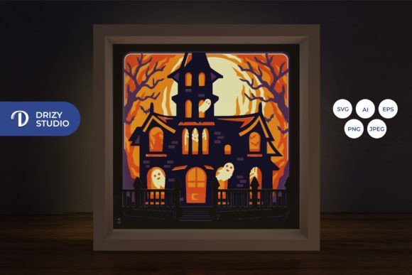 Haunted House 3D Layered Paper Cut – Perfect for Crafts & Graphics Projects