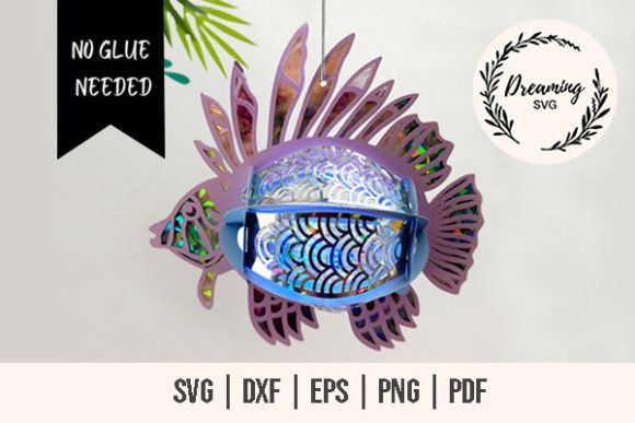 Lionfish Lantern SVG: 3D Shapes for No-Glue Design