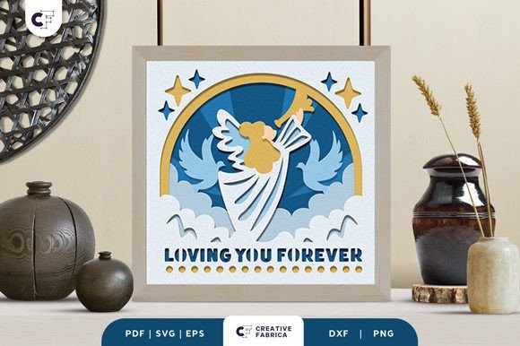 Little Angel with Trumpet 3D Shadow Box: A Heavenly 3D SVG Design for People-Centric Content
