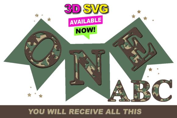 Military Camo Alphabet 3D SVG: A Bold Graphic Design Asset for Local Business Branding