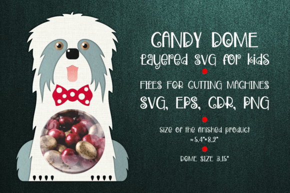 Old English Sheepdog Candy Dome Template – 3D SVG Design for Playful Brand Packaging