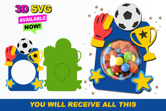 Soccer Candy Holder: 3D SVG for Sports Content