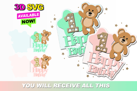 Teddy Bear Card 3D SVG for Crafts & Graphics Sellers