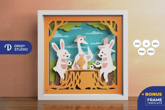 The Bunny and Duck 3D Layered Paper Cut for Crafts & Graphics