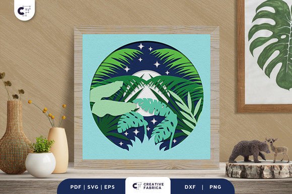 Tropical Forest Landscape 3D Light Box: A 3D SVG Ornament That Elevates Brand Visuals