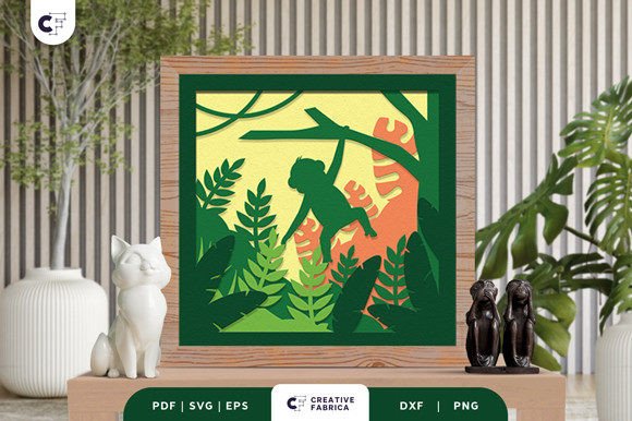 Tropical Monkey 3D Shadow Box Paper Cut: A Vibrant 3D SVG for Local Branding