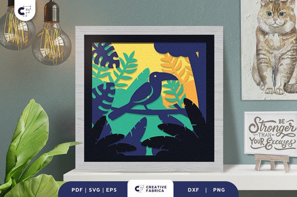 Tropical Toucan 3D Light Box Papercut – A 3D SVG Design for Creative Sellers
