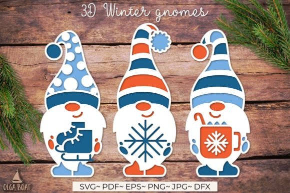 Winter Gnomes 3D Gnome Layered SVG: A Crafts-Friendly Graphic for Seasonal Design Projects